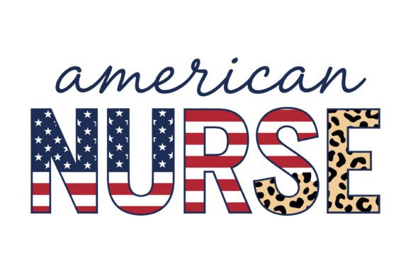 American Nurse Flag Leopard Color SVG