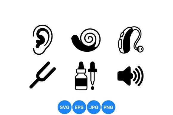 Hearing Aid Medical Icons SVG
