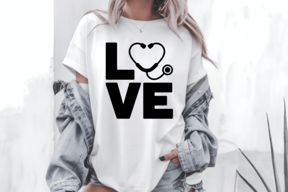 Love Medical Nurse Typography SVG PNG