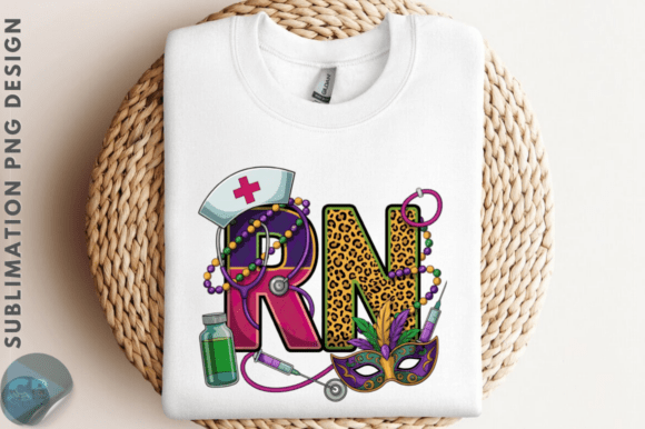 Mardi Gras Nurse RN Sublimation Design