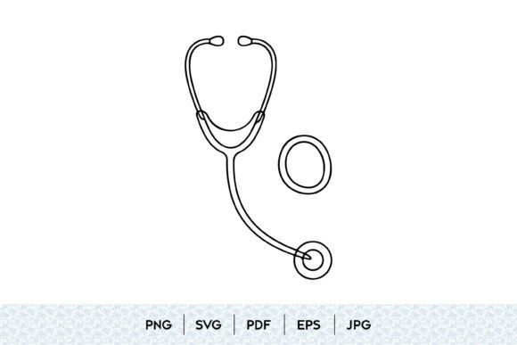 Minimal Stethoscope Line Art SVG